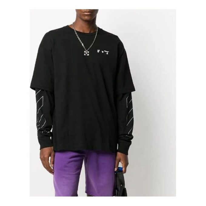 T-shirt à manches longues imprimé logo superposé pour homme FW20