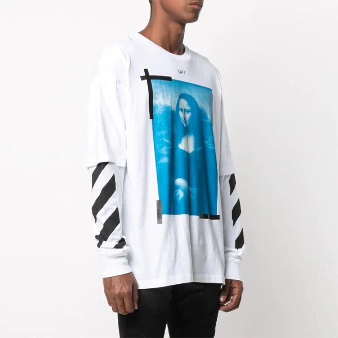 T-shirt à manches longues imprimé SS21, blanc