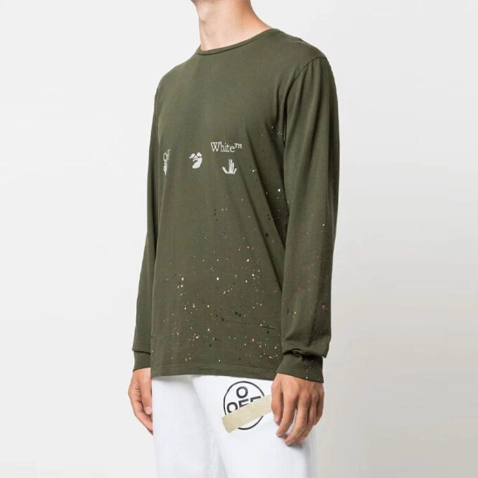 T-shirt à manches longues imprimé SS21, vert