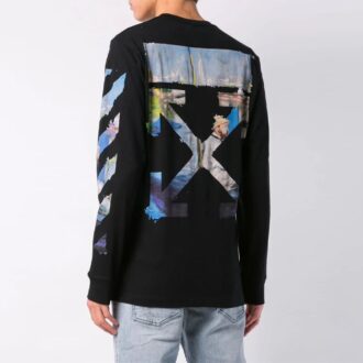 T-shirt à manches longues noir Diag Arrows pour homme, en collaboration avec Virgil Abloh