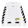 T-shirt à manches longues OW White Splash Ink Graffiti « Blanc Noir »