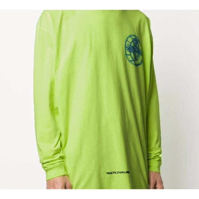 T-shirt à manches longues pour homme avec logo imprimé en 3D, jaune