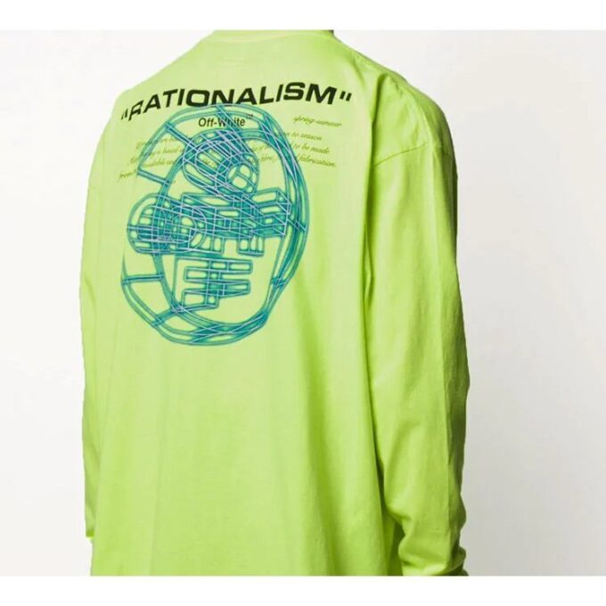 T-shirt à manches longues pour homme avec logo imprimé en 3D, jaune