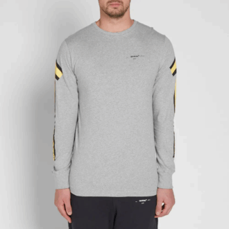T-shirt à manches longues pour homme Back Arrows Sketch « Gris Jaune »