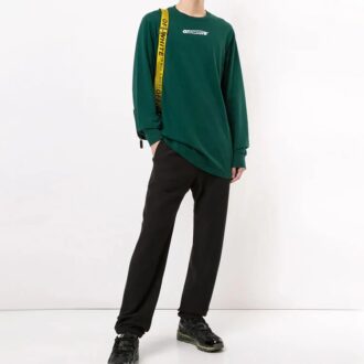 T-shirt à manches longues pour homme vert avec logo graffiti FW20