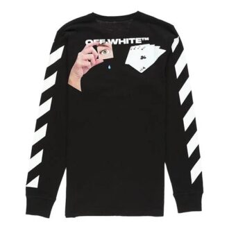 T-shirt à manches longues pour homme Virgil Abloh Diag Hand Card, noir