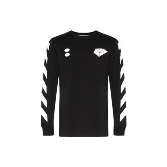 T-shirt à manches longues pour homme Virgil Abloh Diag Hand Card, noir