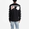 T-shirt à manches longues pour homme Virgil Abloh Diag Hand Card, noir
