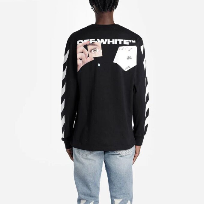T-shirt à manches longues pour homme Virgil Abloh Diag Hand Card, noir