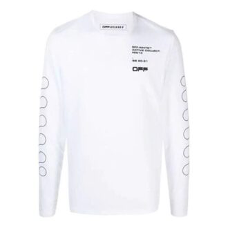 T-shirt à manches longues slim fit imprimé logo SS21, blanc