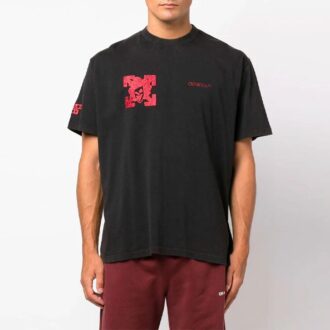 T-shirt noir à col rond et manches courtes Off-White pour homme, collection automne-hiver 2022