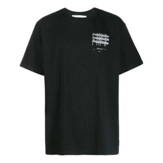 T-shirt noir à manches courtes avec logo imprimé