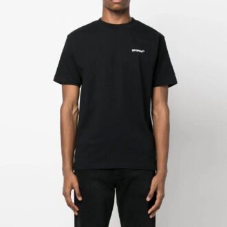 T-shirt noir à manches courtes décontracté Off-White pour homme avec logo « Chain Arrow » imprimé