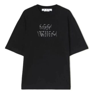T-shirt noir à manches courtes et col rond ample Off-White pour homme, collection printemps-été 2022, imprimé à motifs de flèches