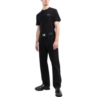 T-shirt noir à manches courtes et col rond avec logo imprimé Off-White pour homme FW22