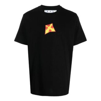 T-shirt noir à manches courtes et col rond Off-White pour homme avec logo imprimé