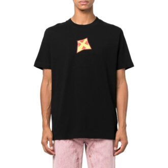 T-shirt noir à manches courtes et col rond Off-White pour homme avec logo imprimé