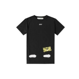 T-shirt noir à manches courtes et col rond Off-White pour homme C/O Virgil Abloh Tiger Stripes Splash Ink