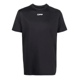 T-shirt noir à manches courtes et col rond Off-White pour homme, collection automne-hiver 2022, avec logo imprimé