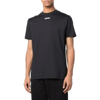 T-shirt noir à manches courtes et col rond Off-White pour homme, collection automne-hiver 2022, avec logo imprimé