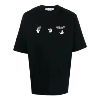 T-shirt noir à manches courtes et col rond Off-White pour homme FW22 avec logo imprimé
