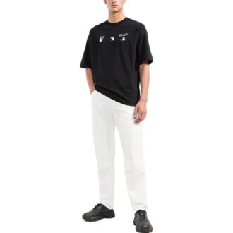 T-shirt noir à manches courtes et col rond Off-White pour homme FW22 avec logo imprimé