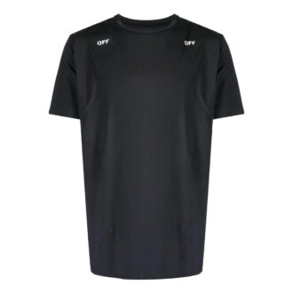 T-shirt noir à manches courtes et col rond Off-White pour homme, imprimé flèches