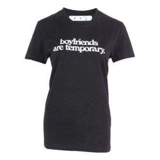 T-shirt noir à manches courtes et coupe ajustée Off-White avec impression de slogan