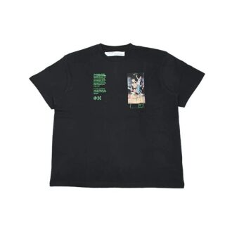 T-shirt noir à manches courtes et coupe ample Off-White pour homme, C/O VIRGIL ABLOH, motif squelette