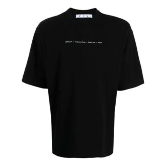 T-shirt noir à manches courtes et coupe ample Off-White pour homme FW21, motif Arrows et alphabet