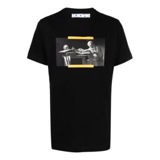 T-shirt noir à manches courtes imprimé pour homme Off-White SS21