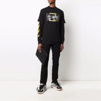 T-shirt noir à manches courtes imprimé pour homme Off-White SS21