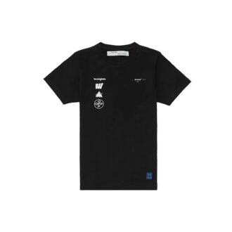 T-shirt noir à manches courtes Off-White pour homme avec impression photo dans le dos en forme de Short
