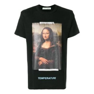 T-shirt noir à manches courtes Off-White pour homme avec imprimé Mona Lisa et flèche dans le dos