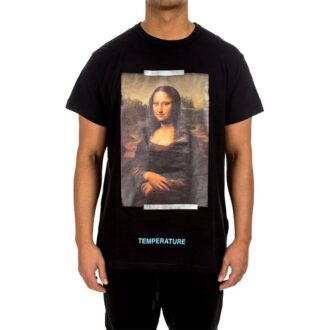 T-shirt noir à manches courtes Off-White pour homme avec imprimé Mona Lisa et flèche dans le dos