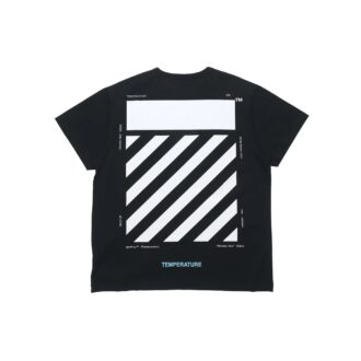 T-shirt noir à manches courtes Off-White pour homme C/O VIRGIL ABLOH Basic Alphabet Stripe