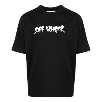 T-shirt noir à manches courtes Off-White pour homme, collection printemps-été 2022, avec impression alphabétique du logo