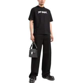 T-shirt noir à manches courtes Off-White pour homme, collection printemps-été 2022, avec impression alphabétique du logo