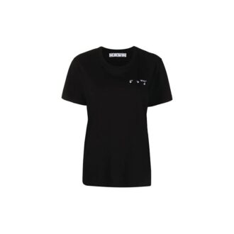 T-shirt noir à manches courtes Off-White SS21 avec imprimé logo et motif Arrows