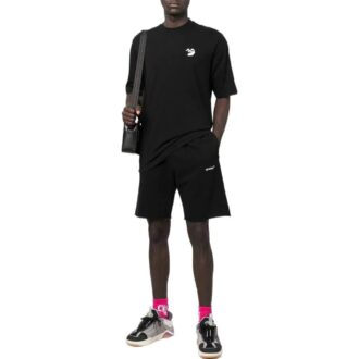 T-shirt noir à manches courtes unie avec logo brodé Off-White pour homme, collection SS22