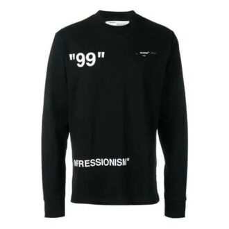 T-shirt noir à manches longues et col rond Ice Man pour homme Off-White