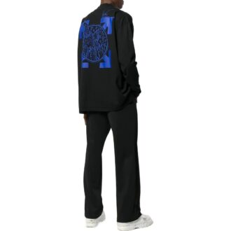 T-shirt noir à manches longues et col roulé partiel Off-White pour homme, collection printemps-été 2022, avec logo et flèche imprimés