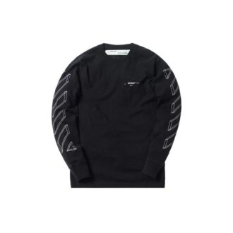 T-shirt noir à manches longues Off-White pour homme avec flèche évidée imprimée en 3D