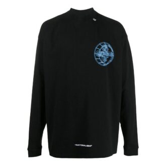 T-shirt noir à manches longues Off-White pour homme, imprimé 3D avec motif alphabétique