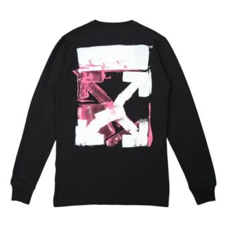 T-shirt noir slim fit à manches longues et col rond Off-White pour homme FW21 avec motif de flèches