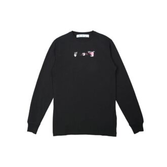 T-shirt noir slim fit à manches longues et col rond Off-White pour homme FW21 avec motif de flèches