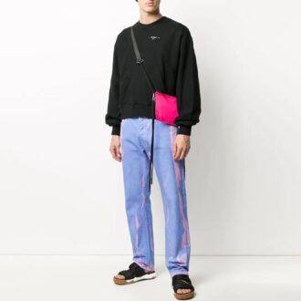 T-shirt Off-White pour homme à col rond, coupe ample, noir, avec logo et motif alphabétique