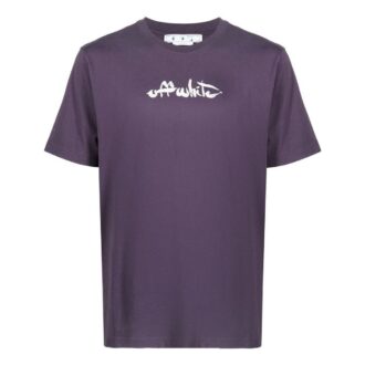 T-shirt Off-White pour homme, collection SS22, à col rond, manches courtes, coupe ample, imprimé flèches, violet