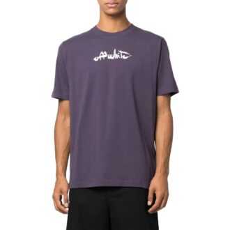 T-shirt Off-White pour homme, collection SS22, à col rond, manches courtes, coupe ample, imprimé flèches, violet