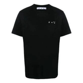 T-shirt Off-White pour homme FW21 à col rond et shorts avec logo sur la poitrine, noir